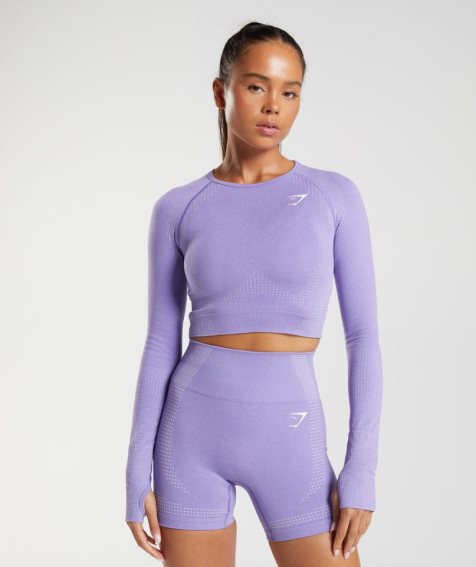 Gymshark Vital Seamless 2.0 Kurz Geschnittene Oberteile Damen Lila | AT-56-WTHM