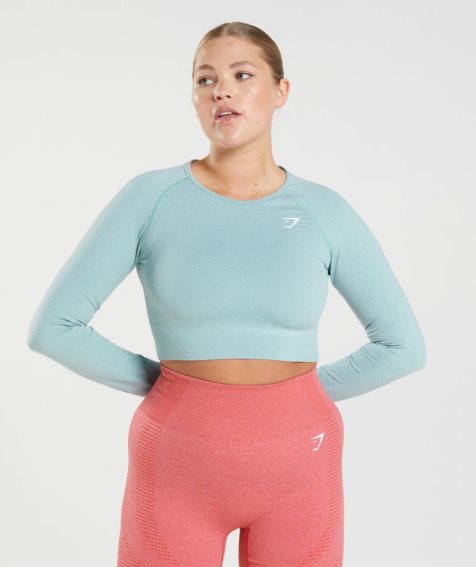 Gymshark Vital Seamless 2.0 Kurz Geschnittene Oberteile Damen Hellblau | AT-59-LDAW