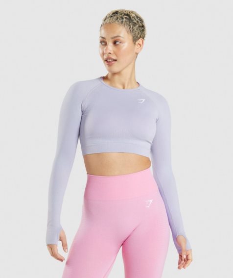 Gymshark Vital Seamless 2.0 Kurz Geschnittene Oberteile Damen Hellblau | AT-70-LWSC