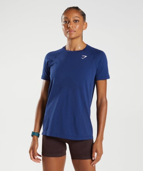 Gymshark Vital Seamless 2.0 Light T-shirts Damen Blau | AT-14-BSPC