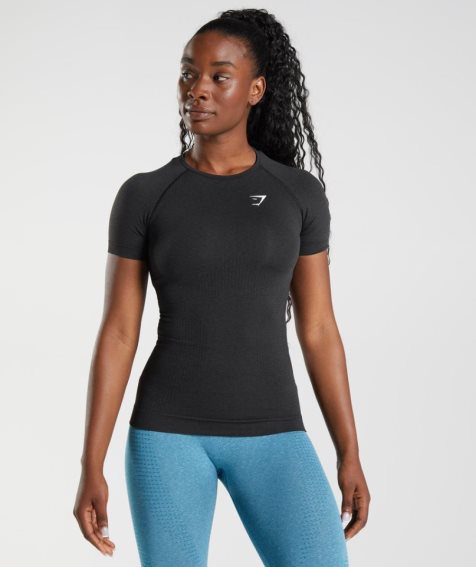 Gymshark Vital Seamless 2.0 T-shirts Damen Schwarz | AT-42-LISZ