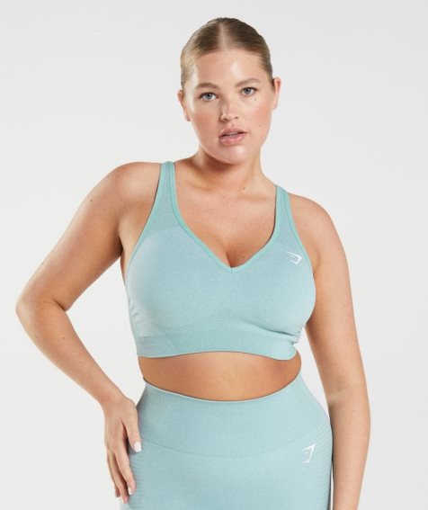 Gymshark Vital Seamless 2.0 V Neck Sport Bh Damen Helltürkis | AT-57-RYPK