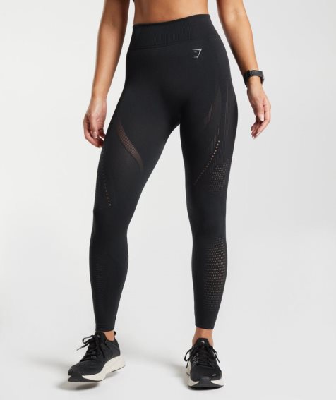 Gymshark Warp Knit Leggings Damen Schwarz | AT-14-NIOY