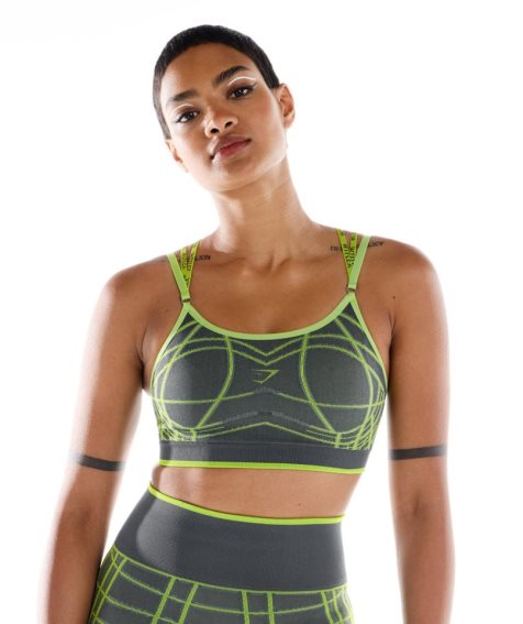 Gymshark Wtflex Linear Seamless Sport Bh Damen Grün | AT-07-HVTX