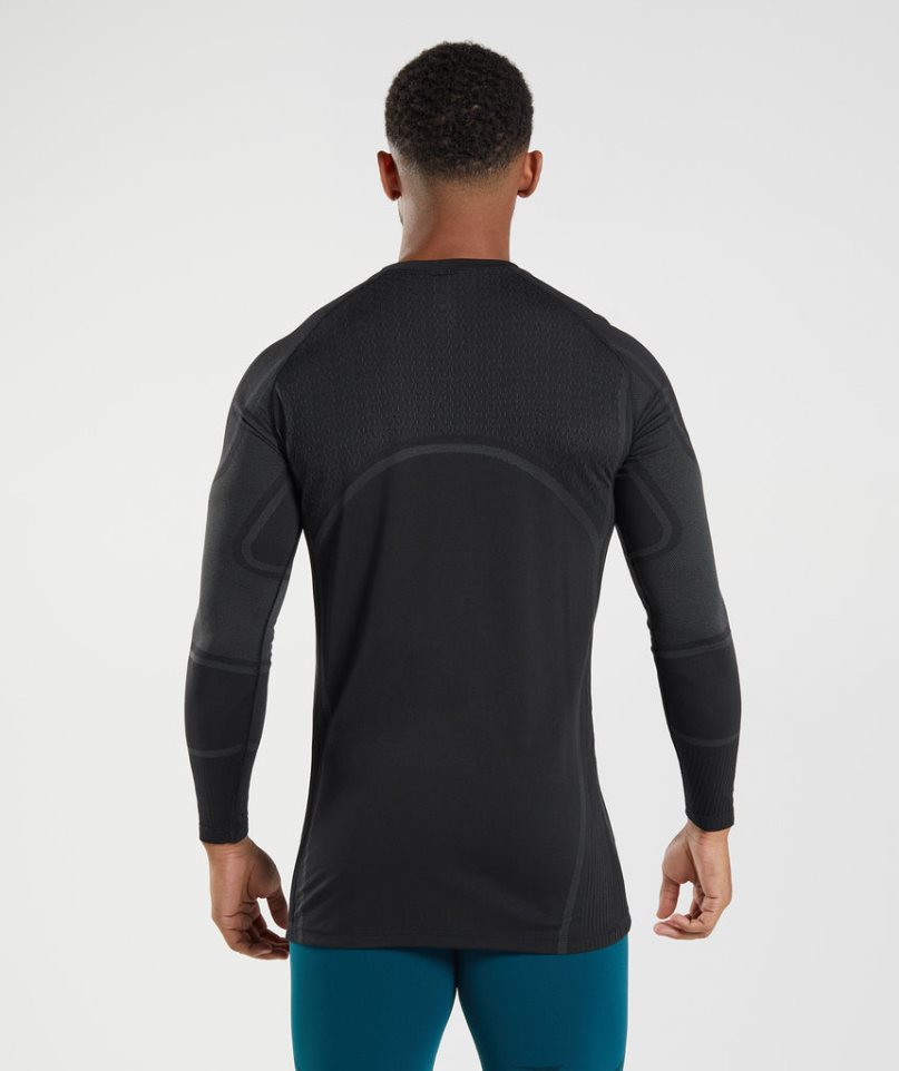 Gymshark 315 Long Sleeve T-shirts Herren Schwarz | AT-01-BPFK