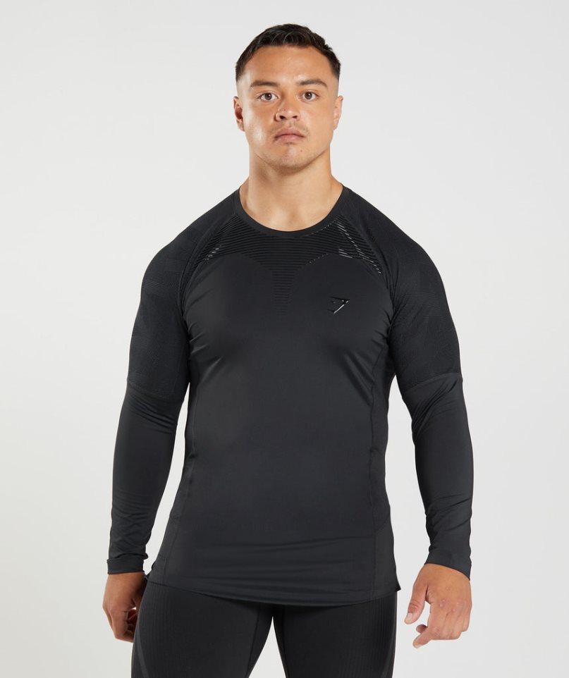 Gymshark 315 Long Sleeve T-shirts Herren Schwarz | AT-91-MSFV