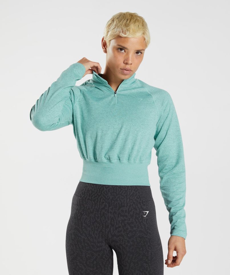 Gymshark 315 Long Sleeve Warmup Top Sweatshirts Damen Türkis | AT-28-XCTB