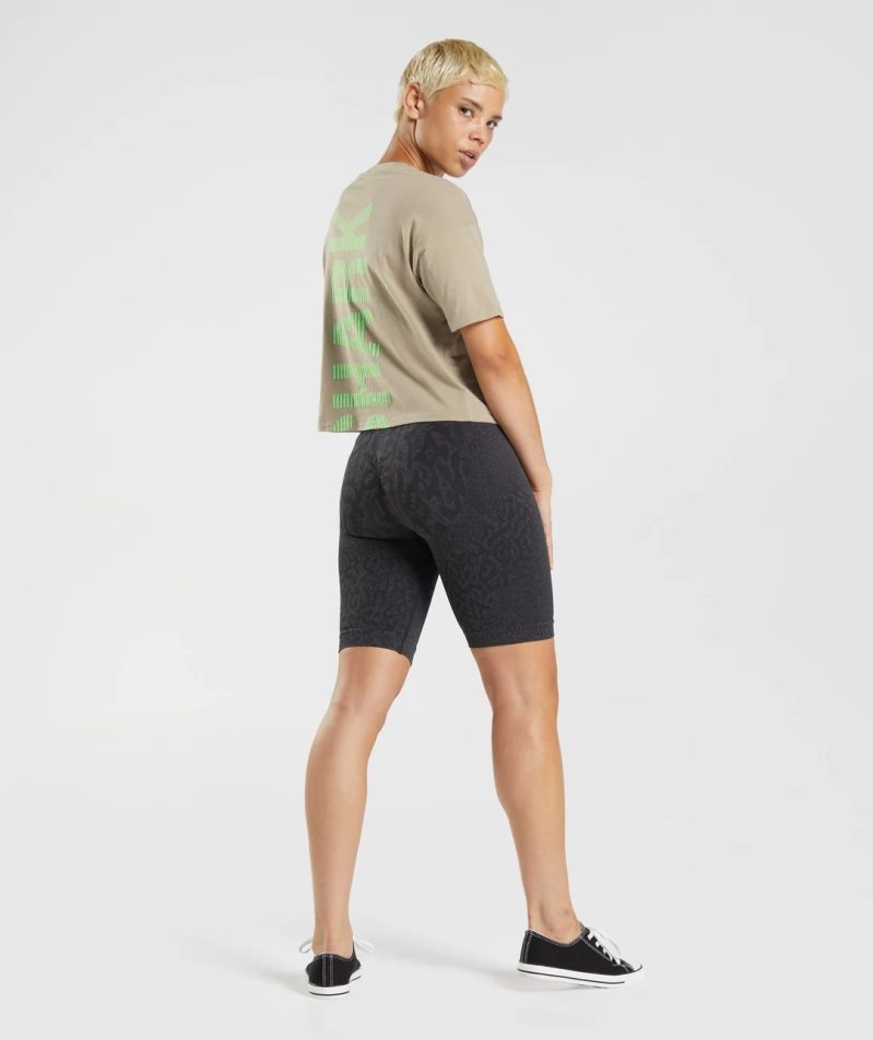 Gymshark 315 Midi T-shirts Damen Khaki | AT-67-ADMX