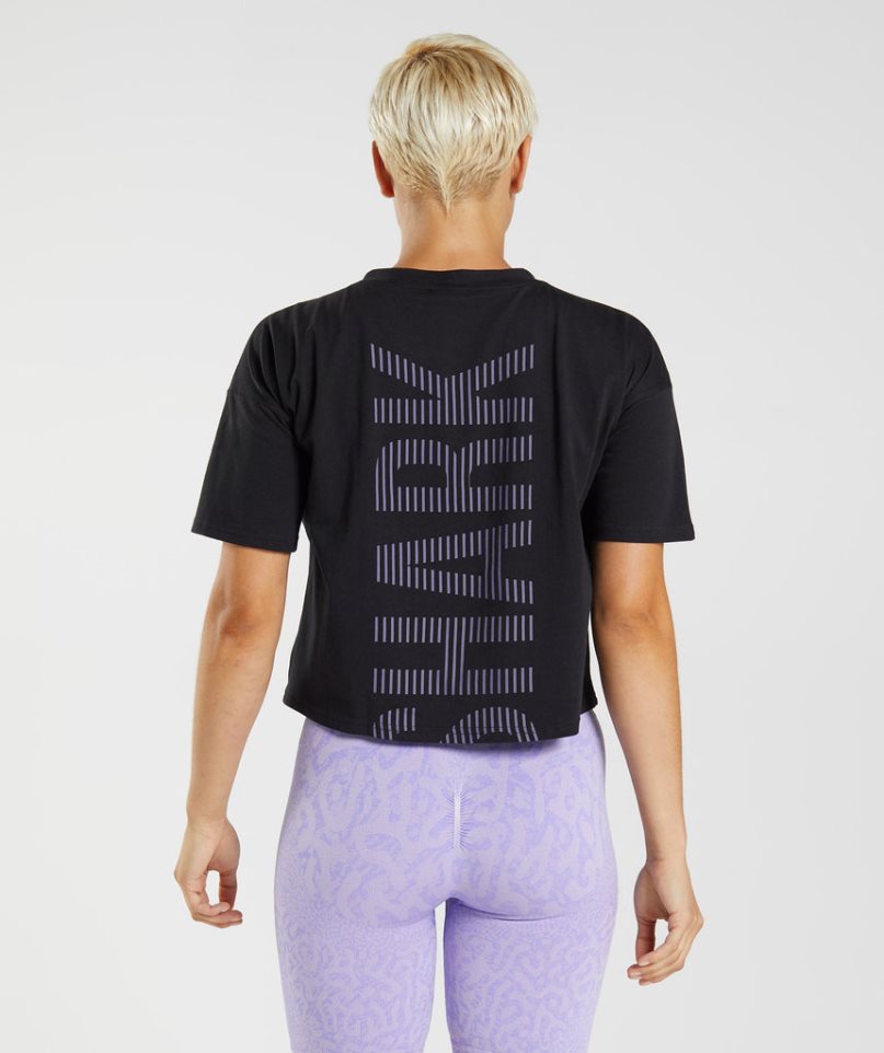 Gymshark 315 Midi T-shirts Damen Schwarz | AT-35-PATY