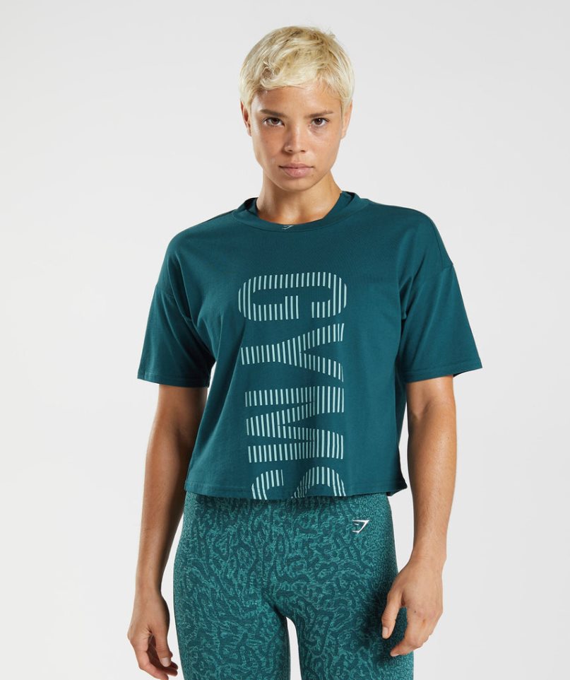 Gymshark 315 Midi T-shirts Damen Türkis | AT-35-VPIH