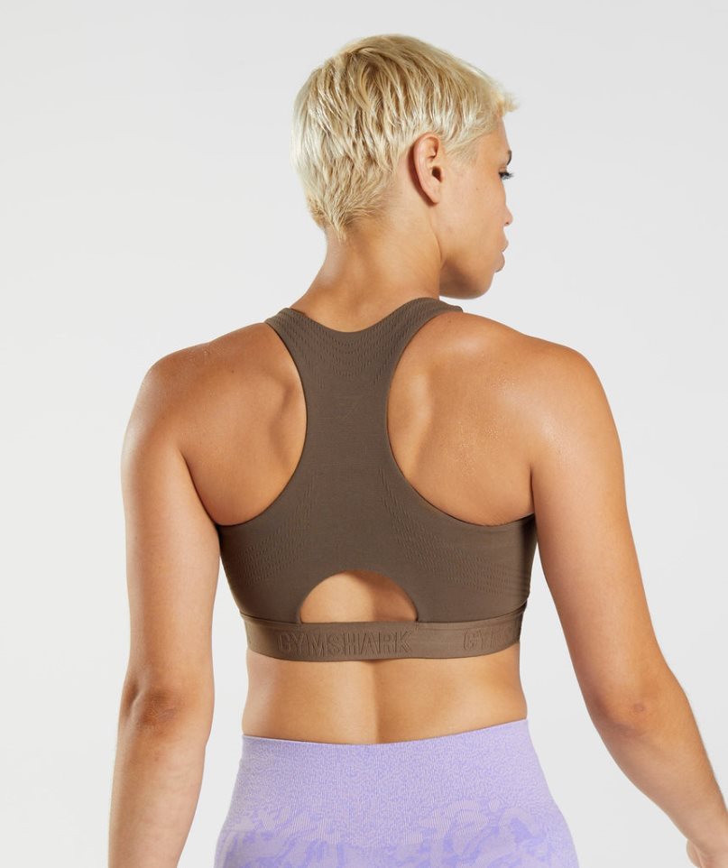 Gymshark 315 Performance High Neck Sport Bh Damen Dunkelbraun | AT-04-BJCO