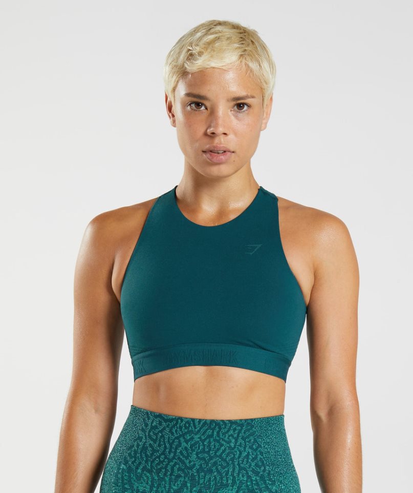 Gymshark 315 Performance High Neck Sport Bh Damen Türkis | AT-10-VCJK