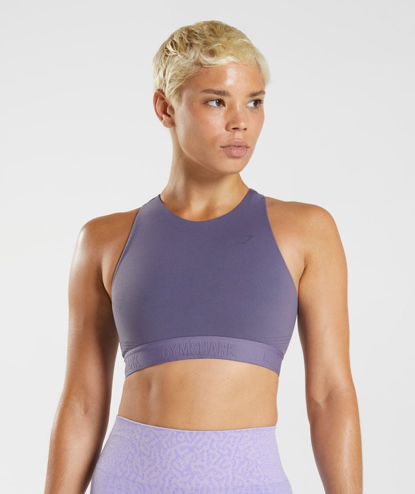 Gymshark 315 Performance High Neck Sport Bh Damen Lila | AT-13-LEXM