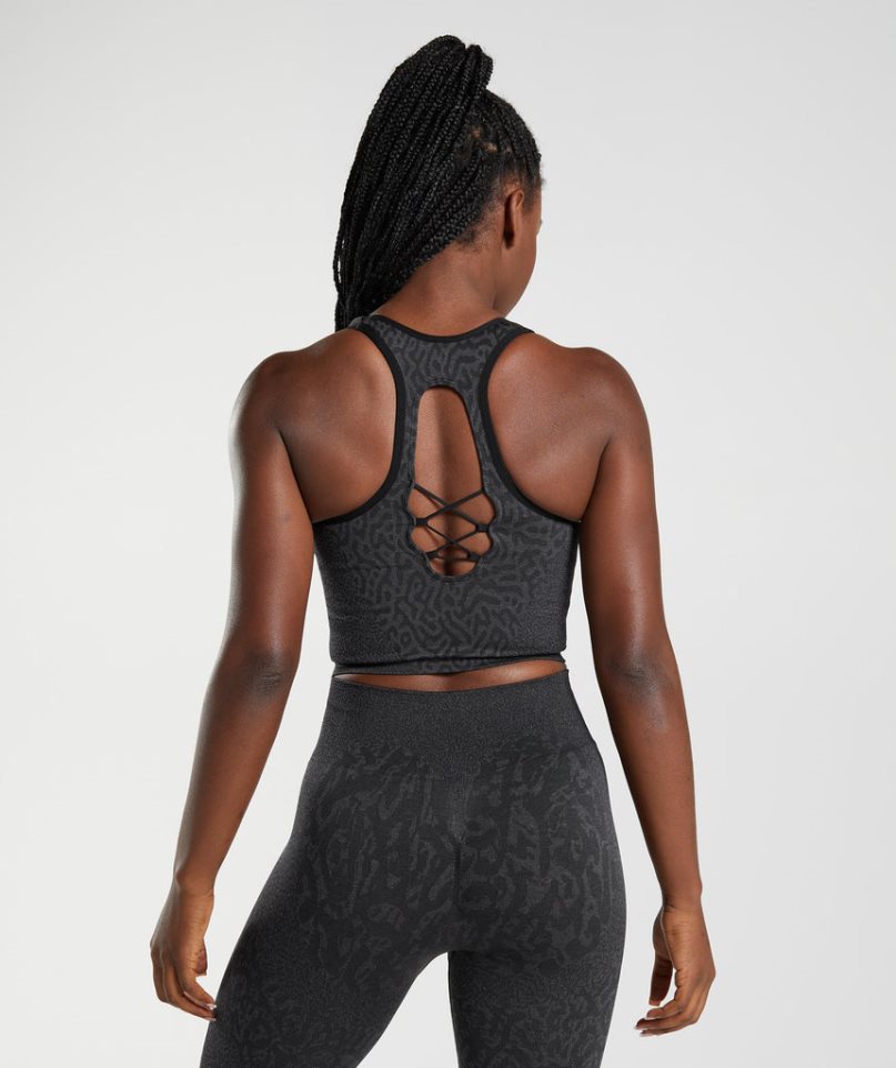 Gymshark Adapt Animal Seamless Crop Muskelshirt Damen Schwarz | AT-97-QCAV