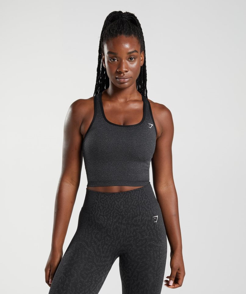 Gymshark Adapt Animal Seamless Crop Muskelshirt Damen Schwarz | AT-97-QCAV