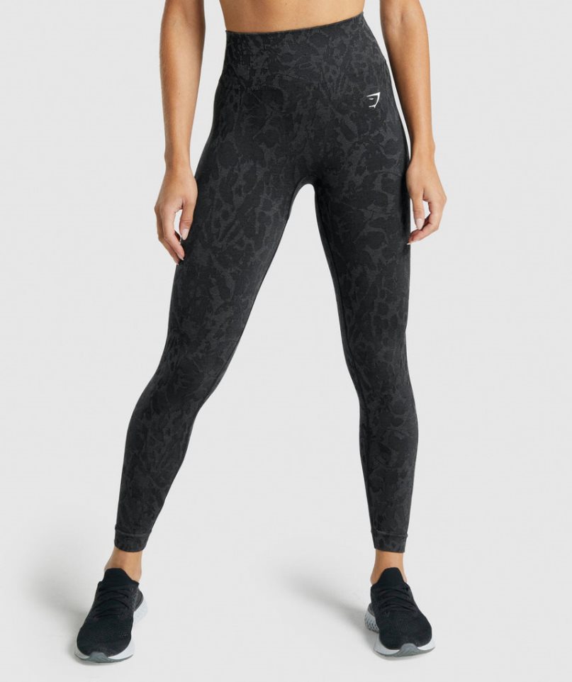 Gymshark Adapt Animal Seamless Leggings Damen Schwarz | AT-30-JFYA