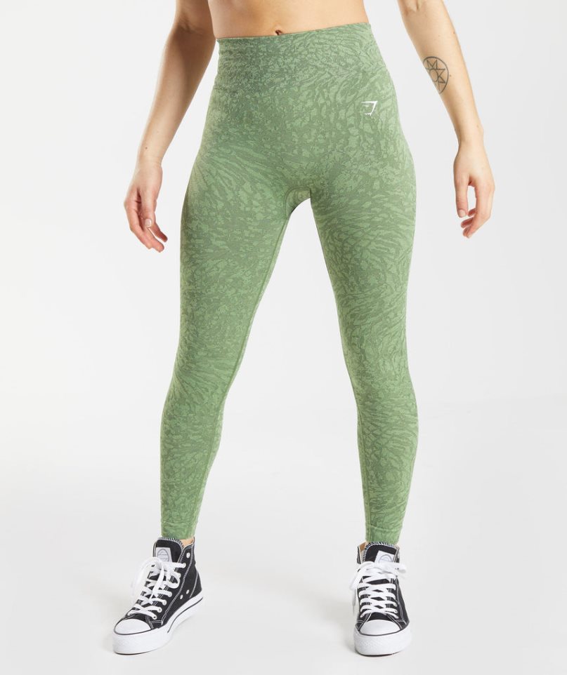 Gymshark Adapt Animal Seamless Leggings Damen Grün | AT-34-OGIQ