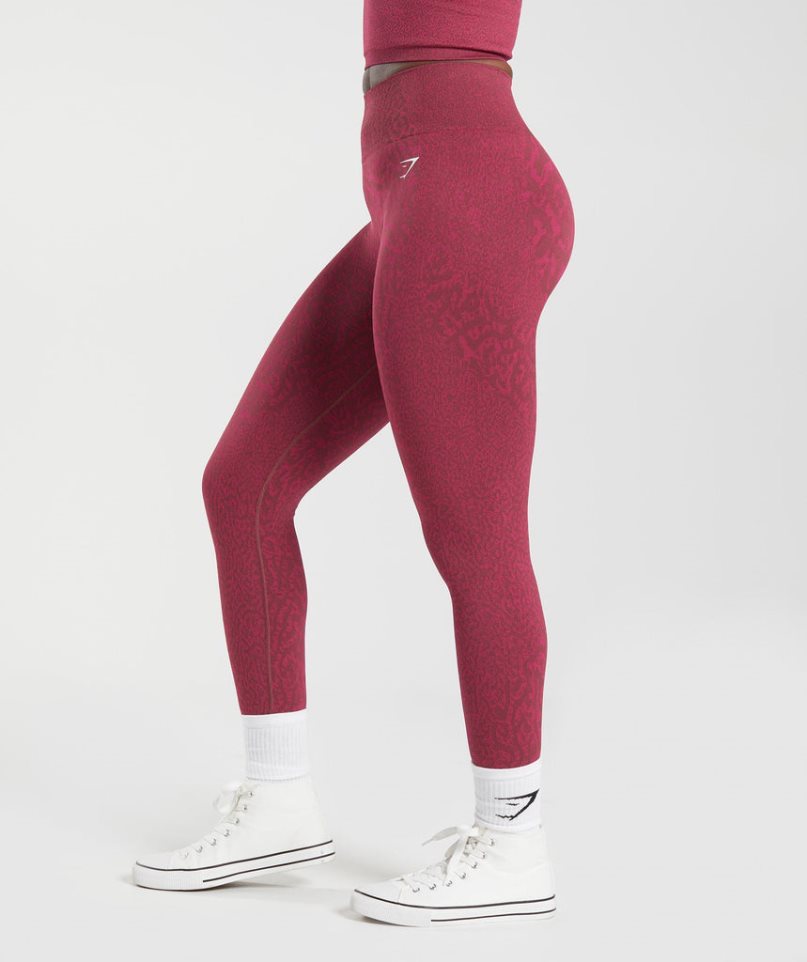 Gymshark Adapt Animal Seamless Leggings Damen Rot | AT-49-UJCE