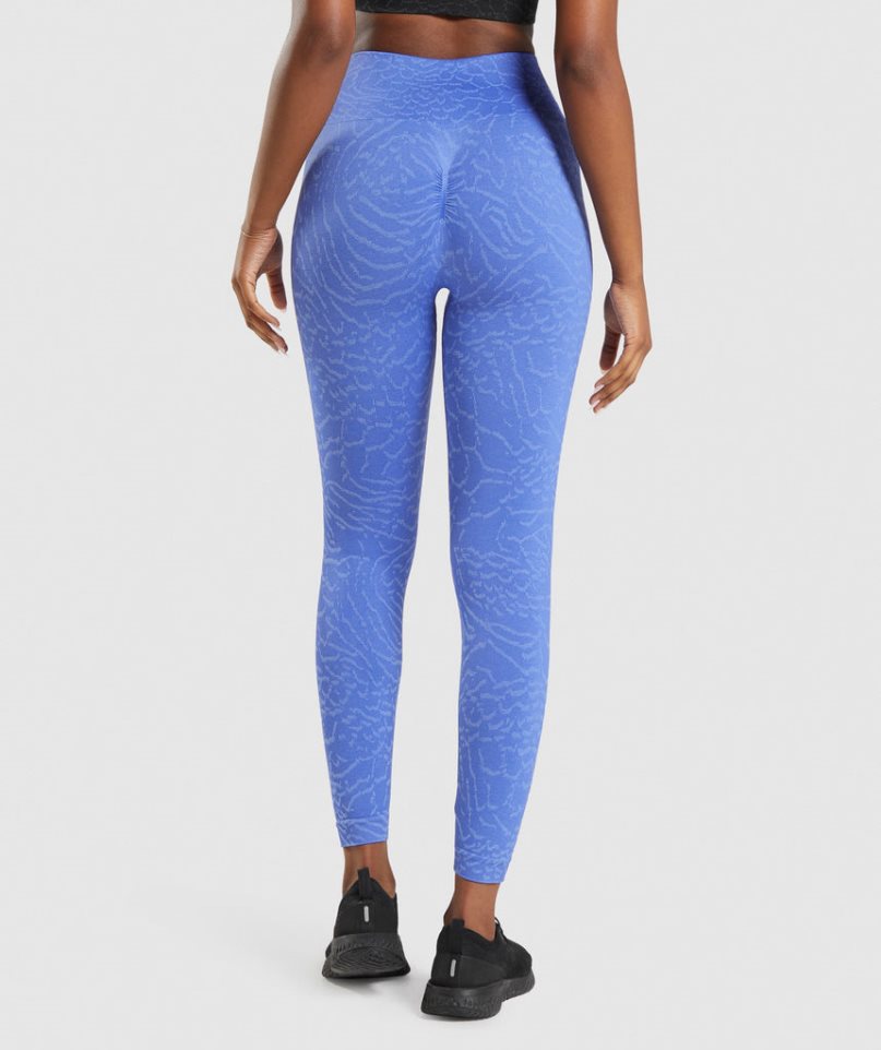 Gymshark Adapt Animal Seamless Leggings Damen Blau | AT-71-PFGB