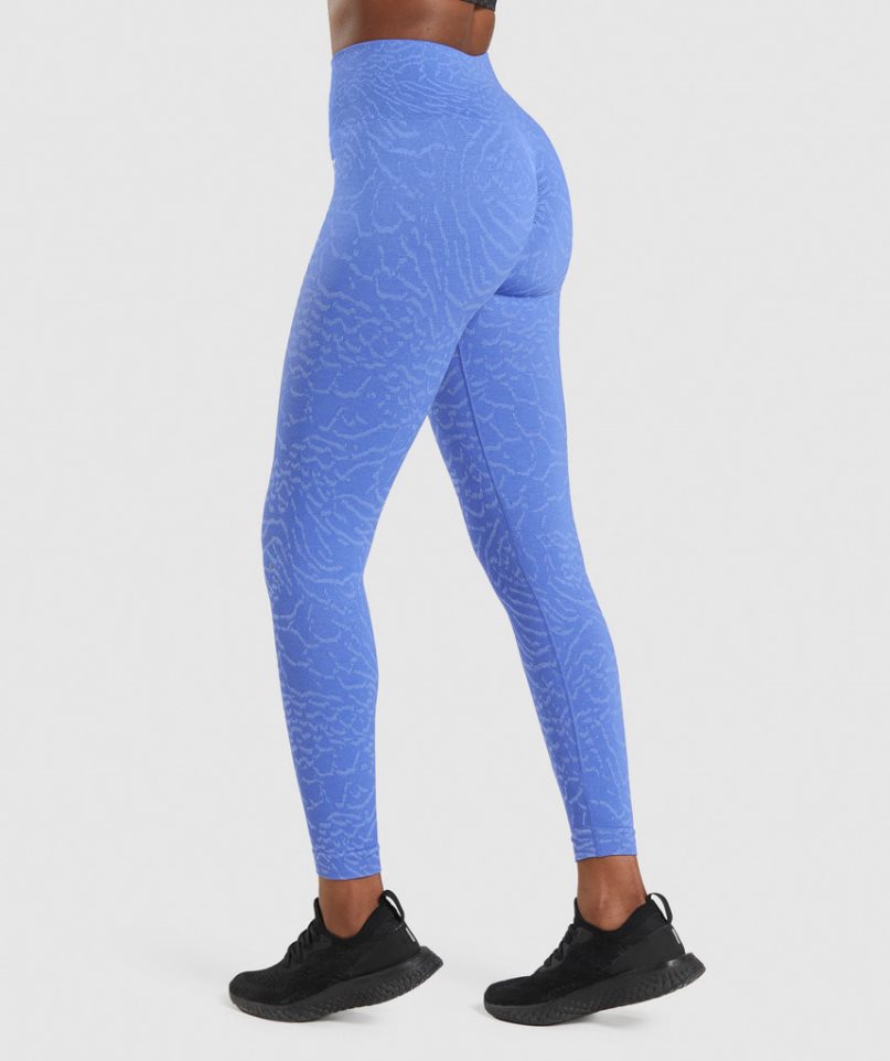 Gymshark Adapt Animal Seamless Leggings Damen Blau | AT-71-PFGB