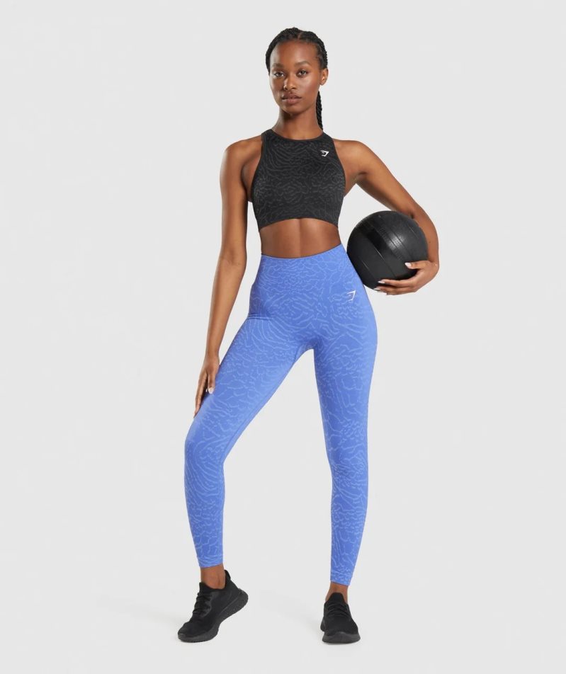 Gymshark Adapt Animal Seamless Leggings Damen Blau | AT-71-PFGB