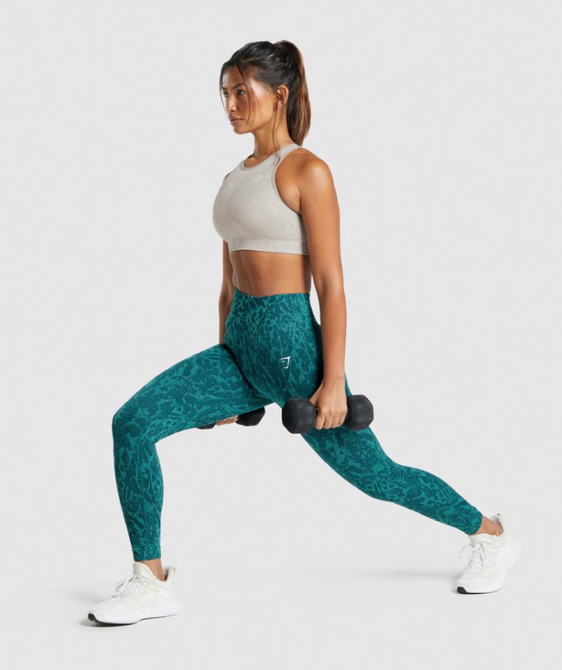 Gymshark Adapt Animal Seamless Leggings Damen Türkis | AT-82-PBTE