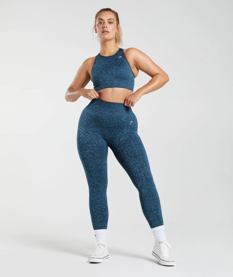 Gymshark Adapt Animal Seamless Leggings Damen Navy | AT-86-ZOTH