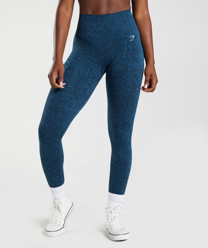 Gymshark Adapt Animal Seamless Leggings Damen Navy | AT-86-ZOTH