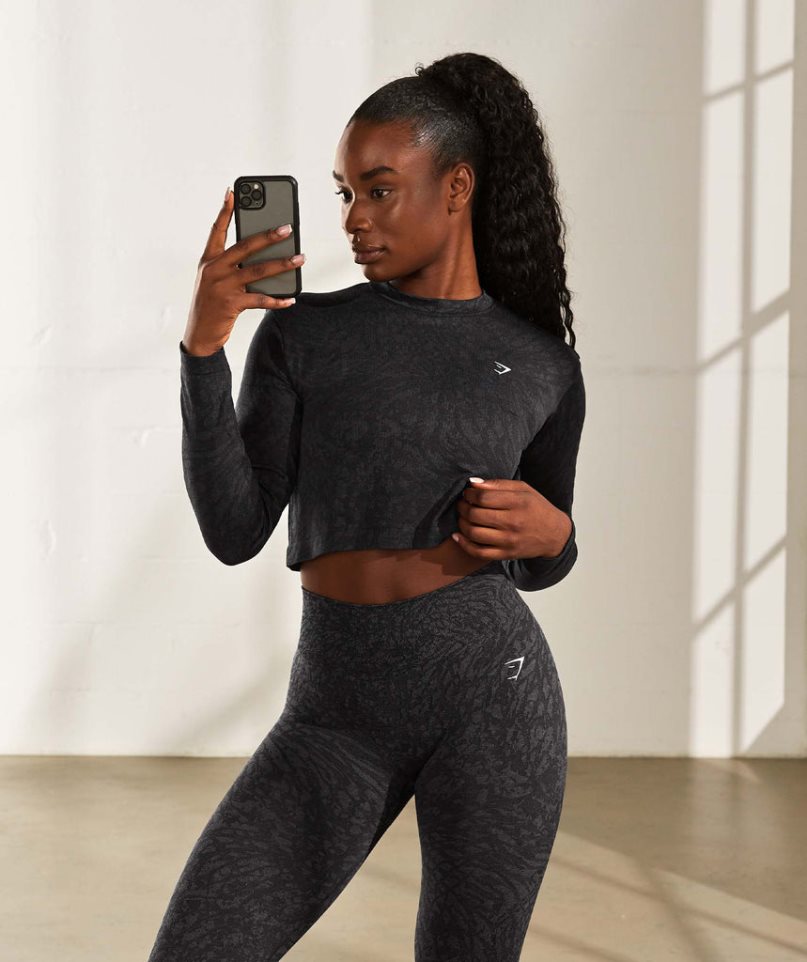 Gymshark Adapt Animal Seamless Leggings Damen Schwarz | AT-97-HLTP