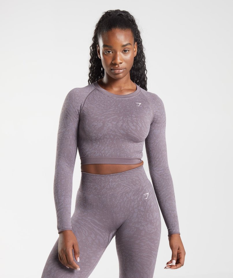 Gymshark Adapt Animal Seamless Spitze Up Back Kurz Geschnittene Oberteile Damen Lila | AT-45-WBIU