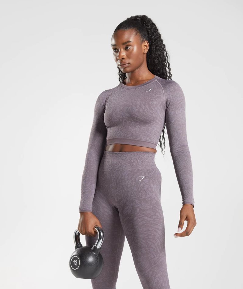 Gymshark Adapt Animal Seamless Spitze Up Back Kurz Geschnittene Oberteile Damen Lila | AT-45-WBIU