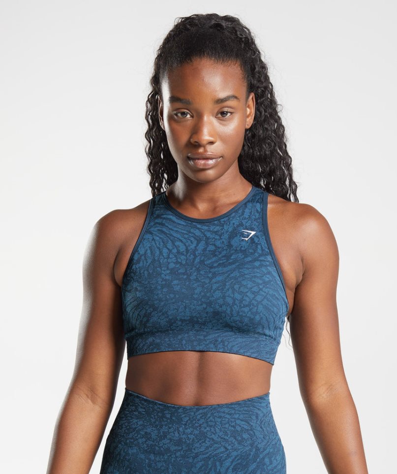 Gymshark Adapt Animal Seamless Sport Bh Damen Navy | AT-37-SQCB