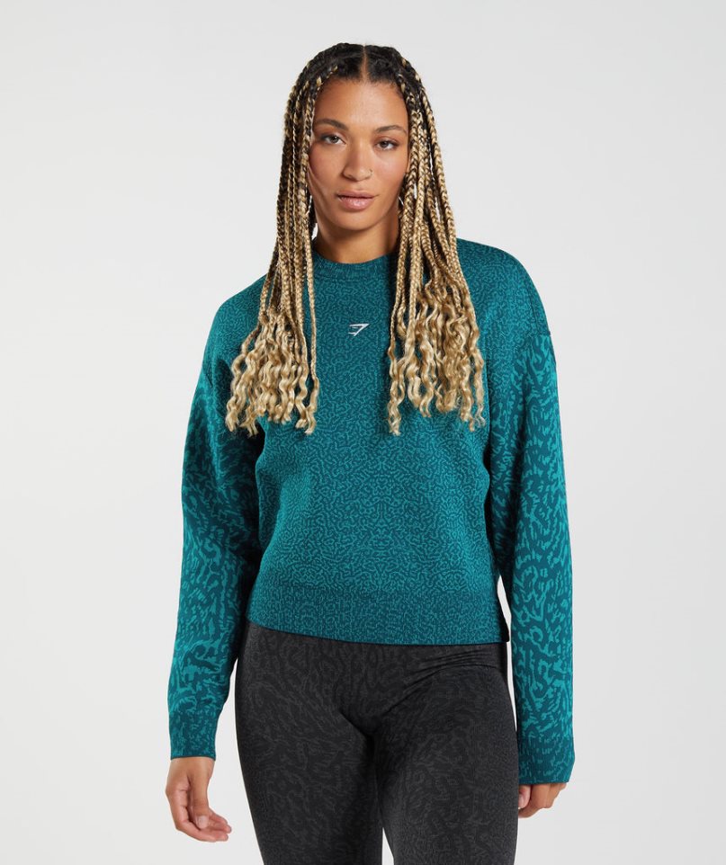 Gymshark Adapt Animal Sweatshirts Damen Türkis | AT-30-OPAD