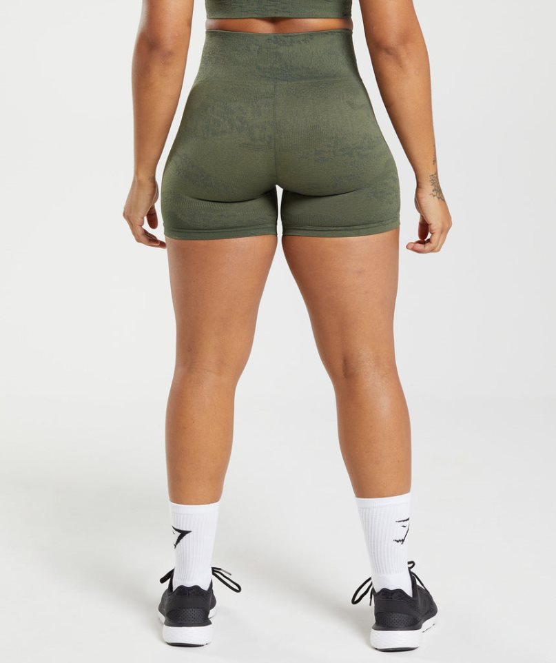 Gymshark Adapt Camo Seamless Kurze Hose Damen Olivgrün | AT-36-BDJV