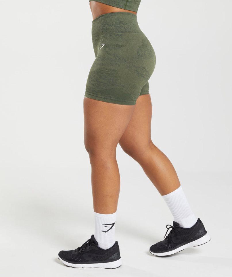 Gymshark Adapt Camo Seamless Kurze Hose Damen Olivgrün | AT-36-BDJV