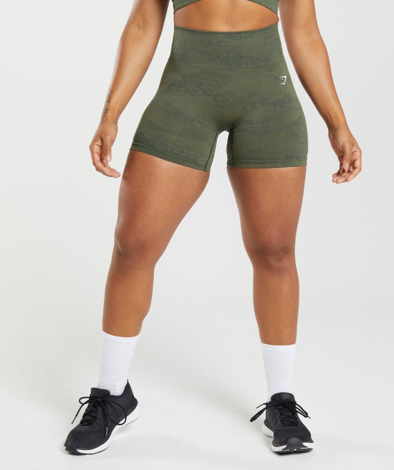 Gymshark Adapt Camo Seamless Kurze Hose Damen Olivgrün | AT-36-BDJV