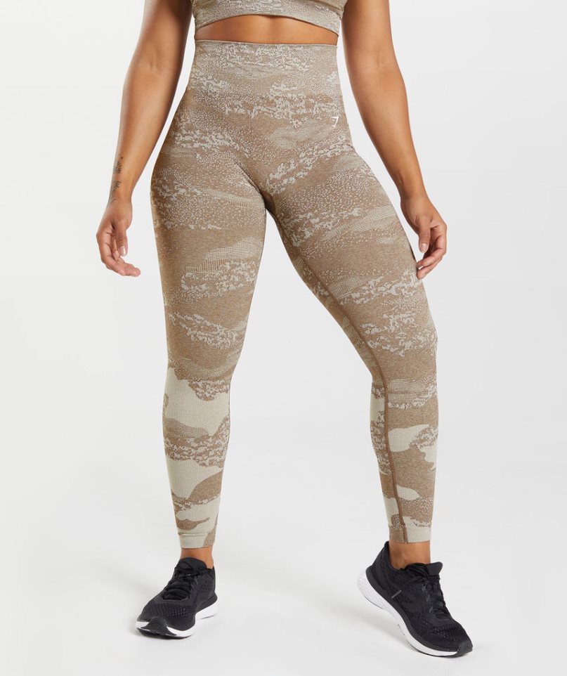 Gymshark Adapt Camo Seamless Leggings Damen Olivgrün | AT-10-TMEY