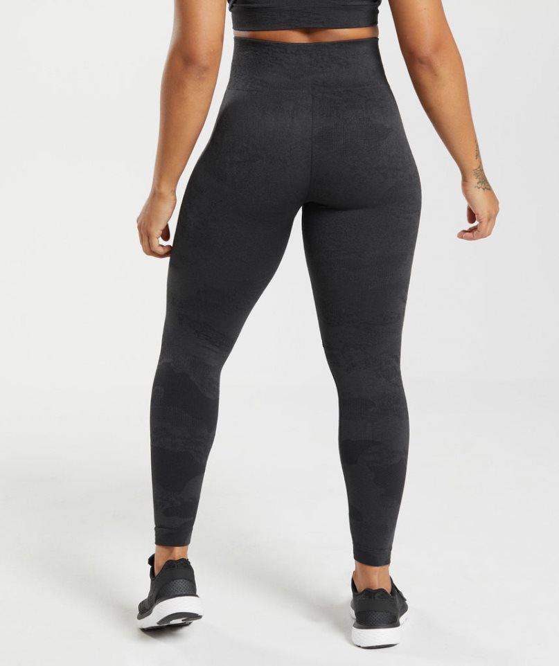 Gymshark Adapt Camo Seamless Leggings Damen Schwarz | AT-62-SQCX