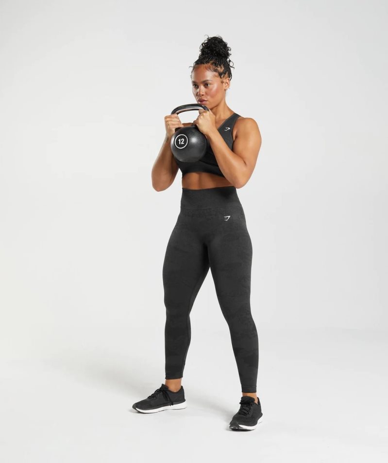 Gymshark Adapt Camo Seamless Leggings Damen Schwarz | AT-62-SQCX