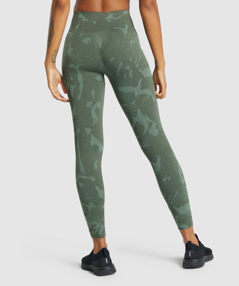 Gymshark Adapt Camo Seamless Leggings Damen Grün | AT-74-FJOA