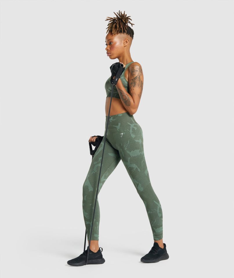 Gymshark Adapt Camo Seamless Leggings Damen Grün | AT-74-FJOA