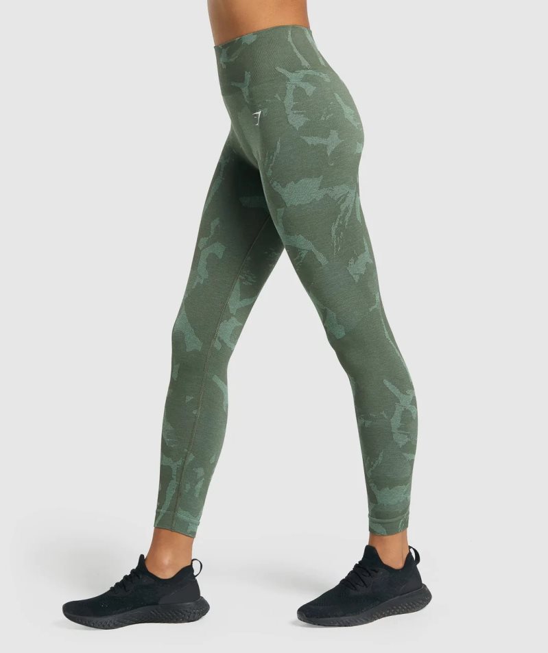 Gymshark Adapt Camo Seamless Leggings Damen Grün | AT-74-FJOA