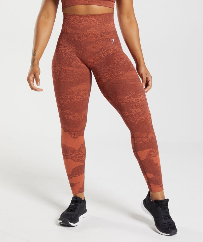 Gymshark Adapt Camo Seamless Leggings Damen Braun | AT-75-WDTR