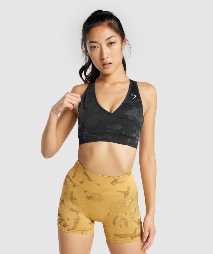 Gymshark Adapt Camo Seamless Sport Bh Damen Schwarz | AT-08-BIXW