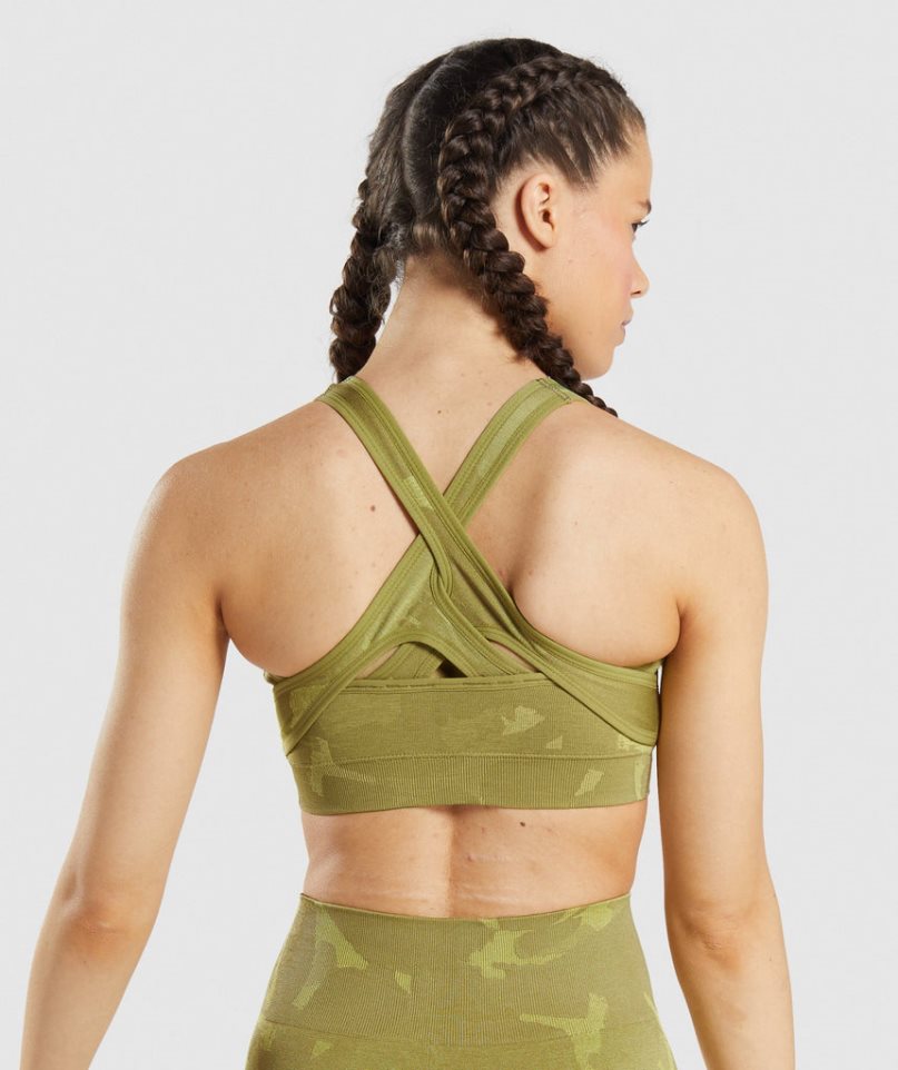 Gymshark Adapt Camo Seamless Sport Bh Damen Grün | AT-29-IEHQ