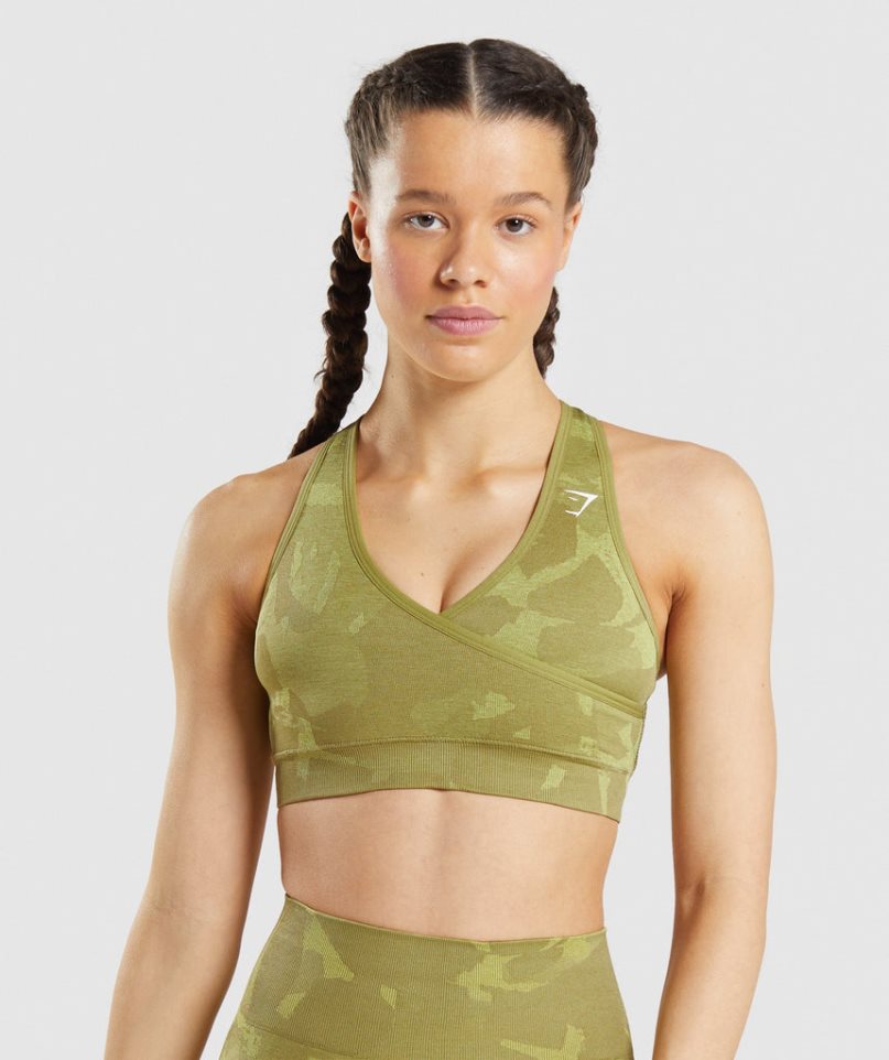 Gymshark Adapt Camo Seamless Sport Bh Damen Grün | AT-29-IEHQ