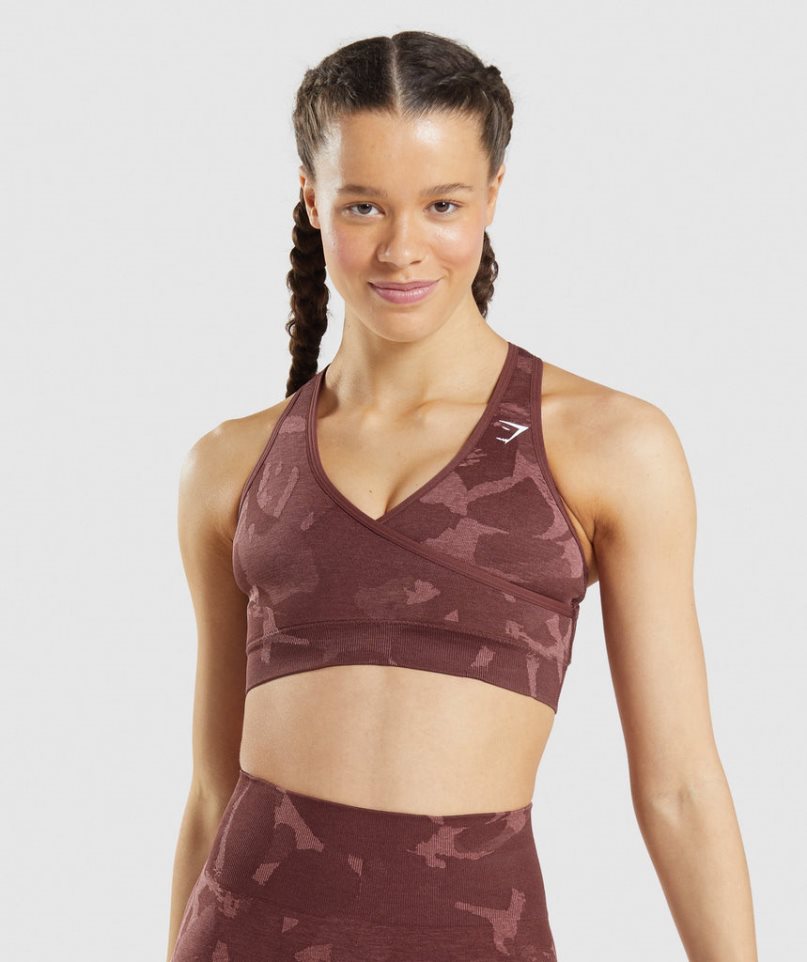 Gymshark Adapt Camo Seamless Sport Bh Damen Dunkelbraun | AT-48-WXHU