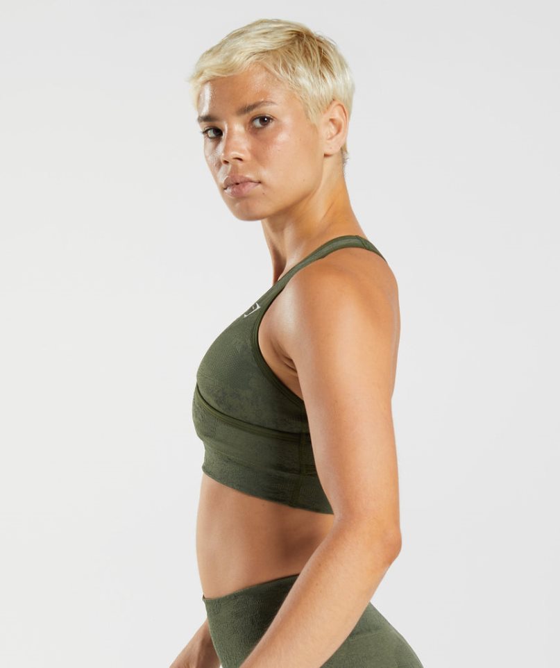 Gymshark Adapt Camo Seamless Sport Bh Damen Olivgrün | AT-53-RSCP