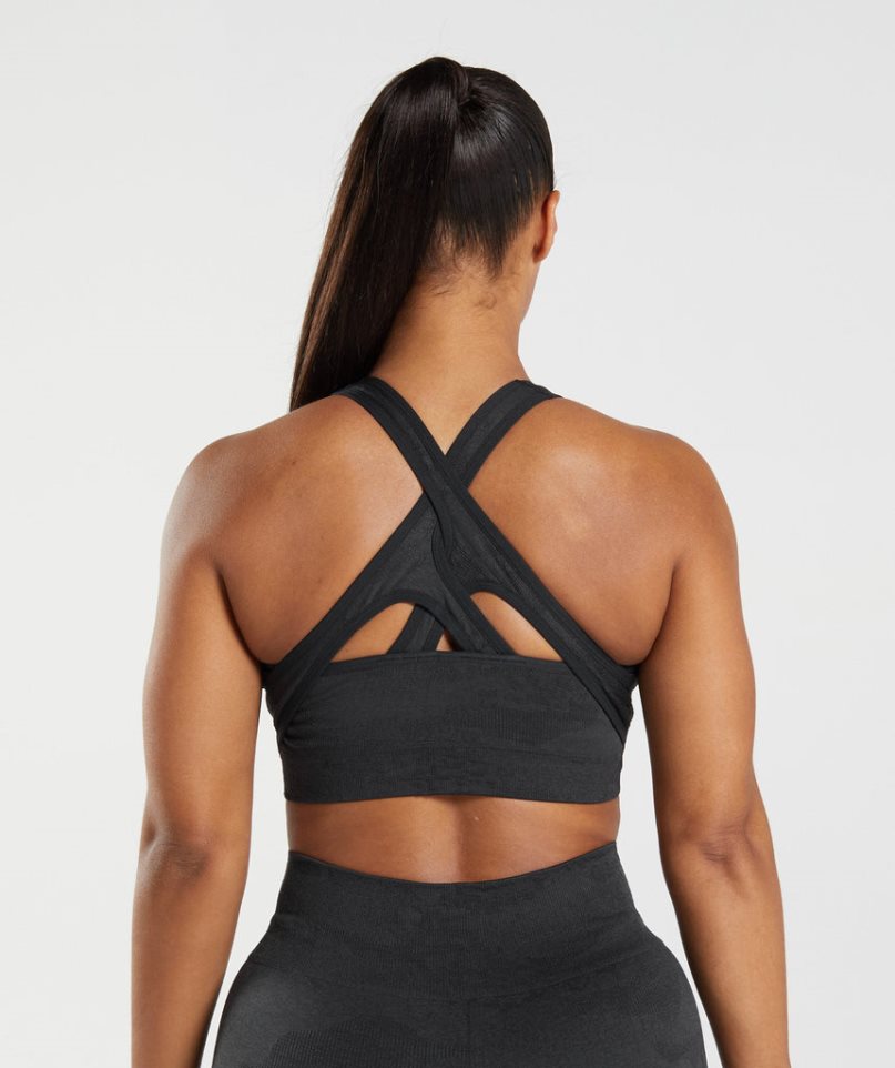 Gymshark Adapt Camo Seamless Sport Bh Damen Schwarz | AT-76-GBKF