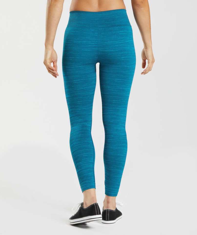 Gymshark Adapt Marl Seamless Leggings Damen Blau | AT-25-UVLM